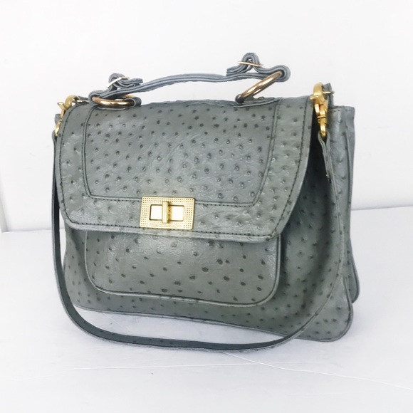 REBECCA MINKOFF Ostrich Embossed Leather Satchel - Picture 3 of 8
